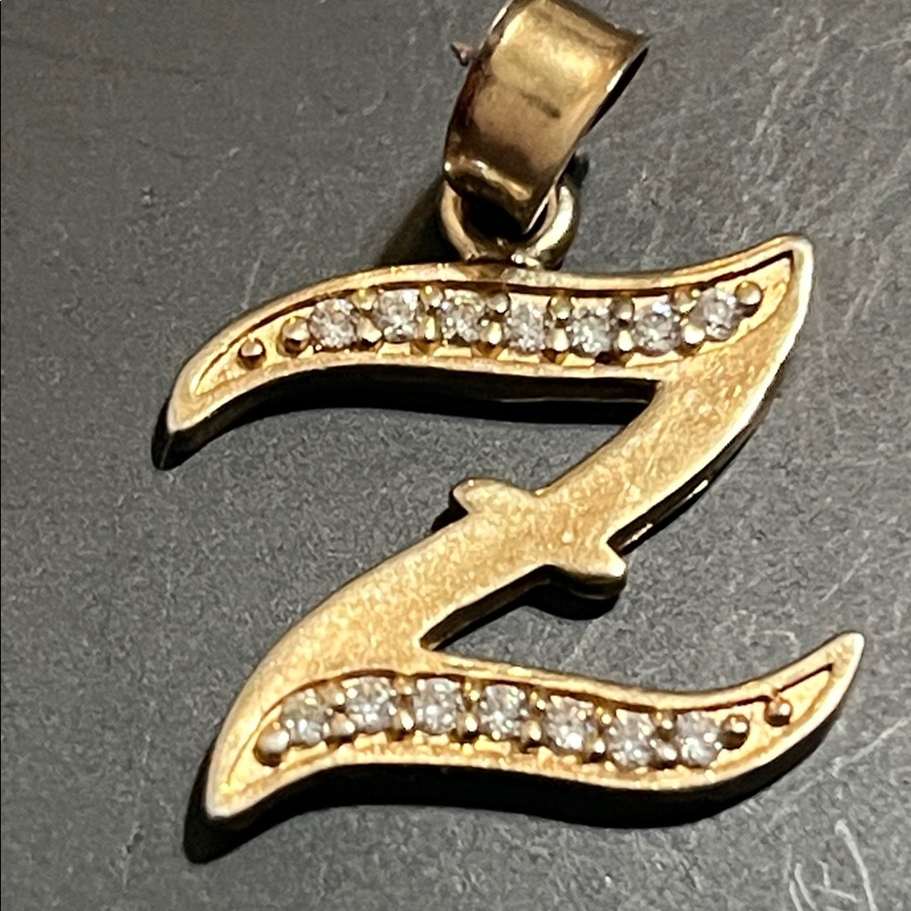 Gold Initial Pendant with Crystals
